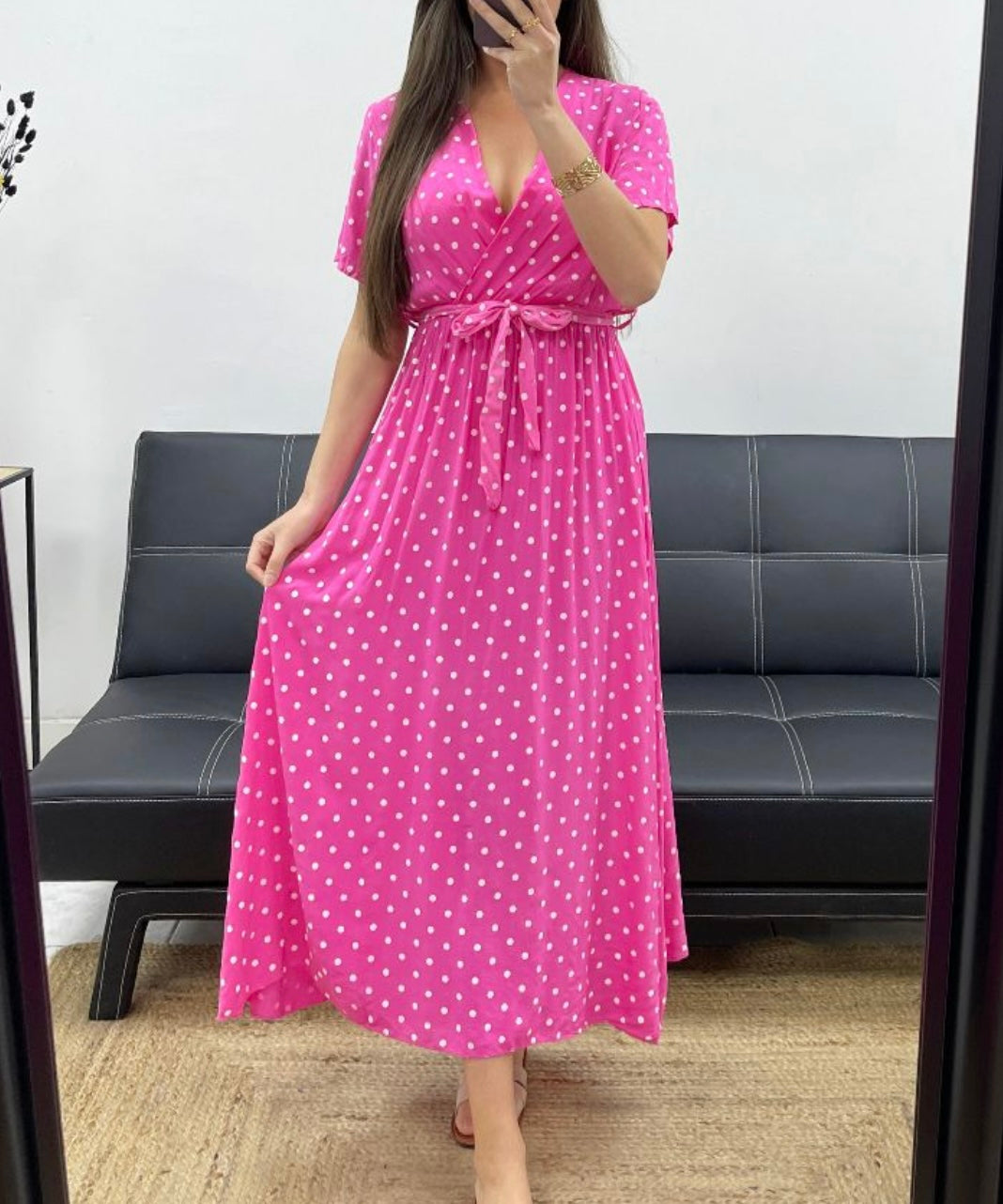 Robe longue à pois Fluide viscose