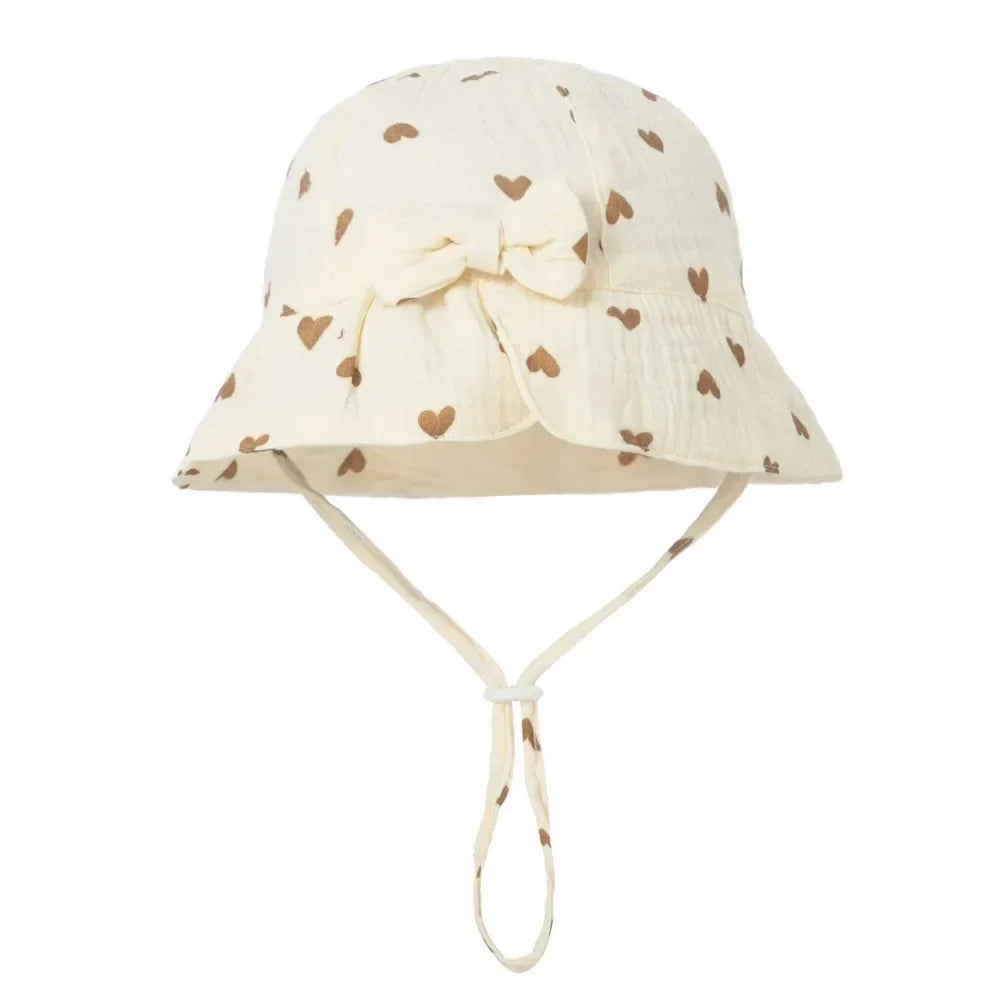 Chapeau Bob en Coton pour Bébé avec Nœud - Protection Solaire