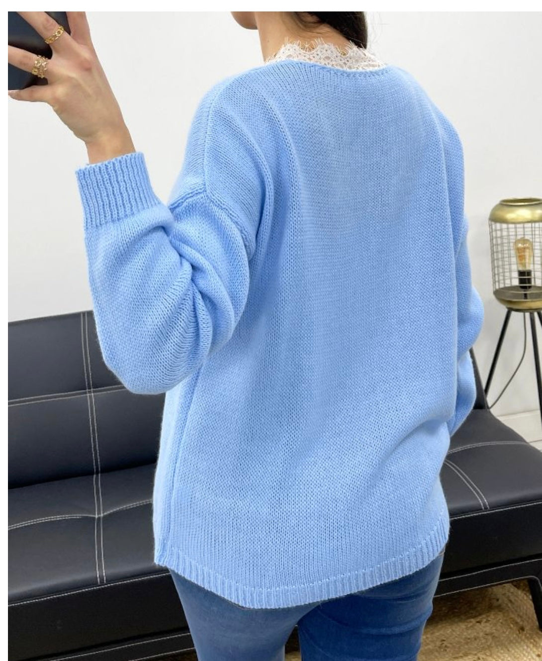 Pull-over col dentelle