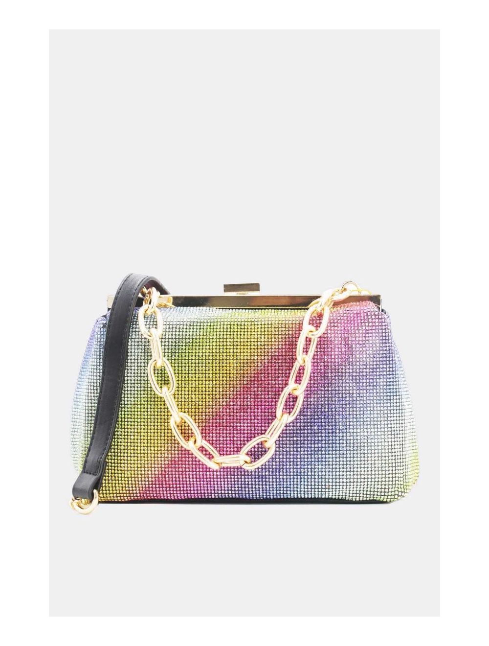 Sac à main strass multicolore - chaîne dorée