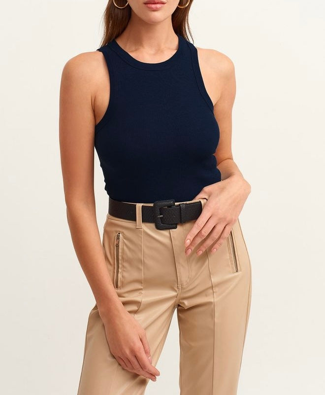 Maillot De Corps Tricoté À Col Licou Côtelé