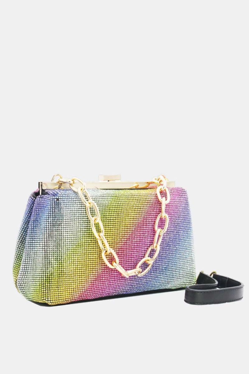 Sac à main strass multicolore - chaîne dorée