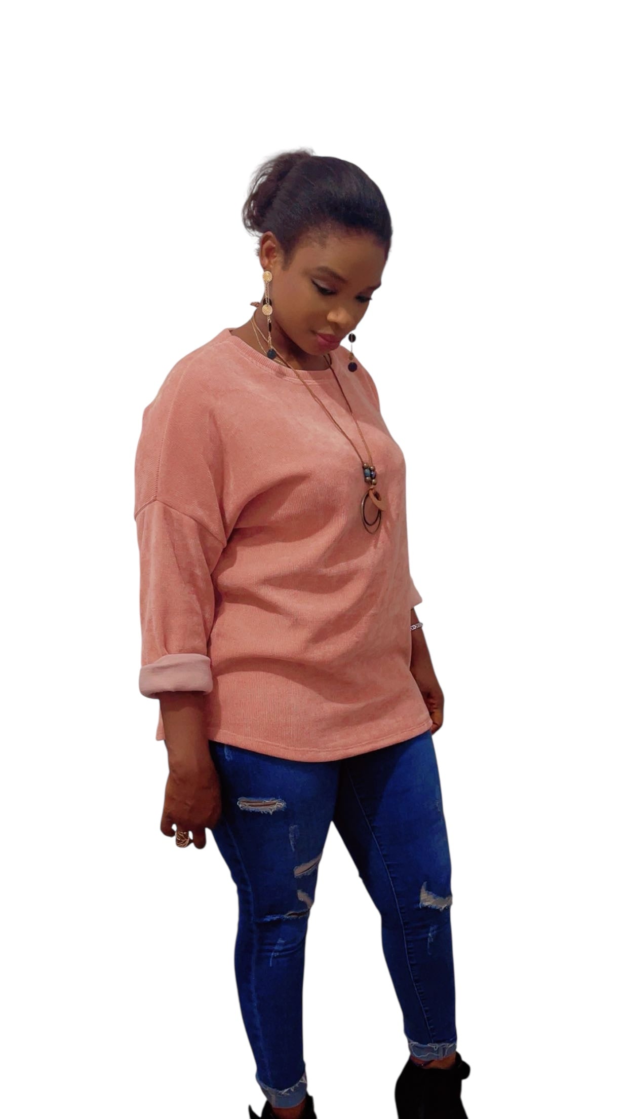 Pull Ample velours + collier offert