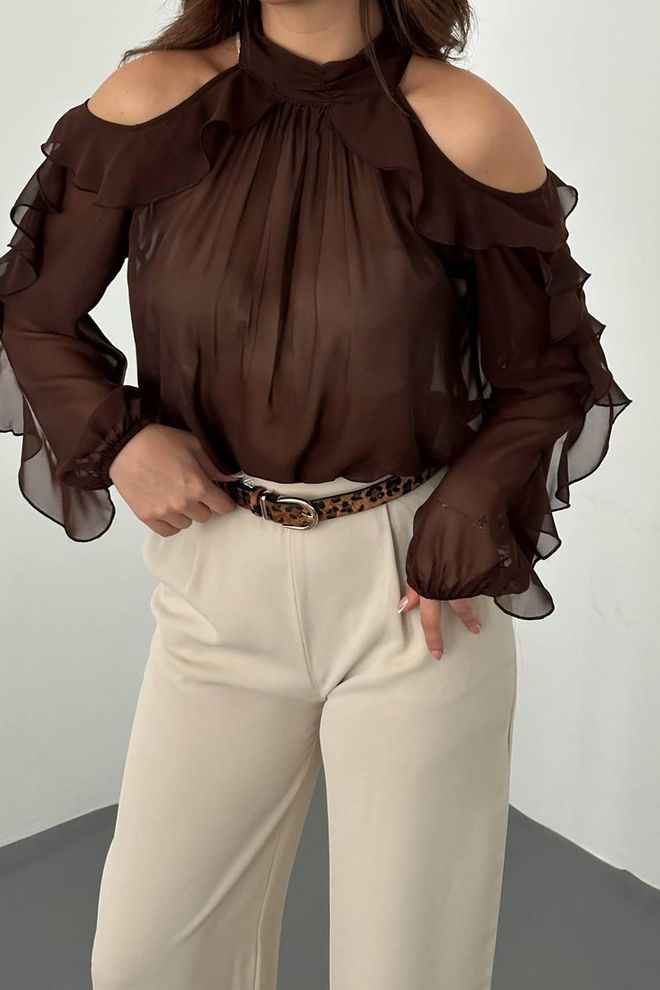 Chemisier transparent chocolat – Élégance subtile