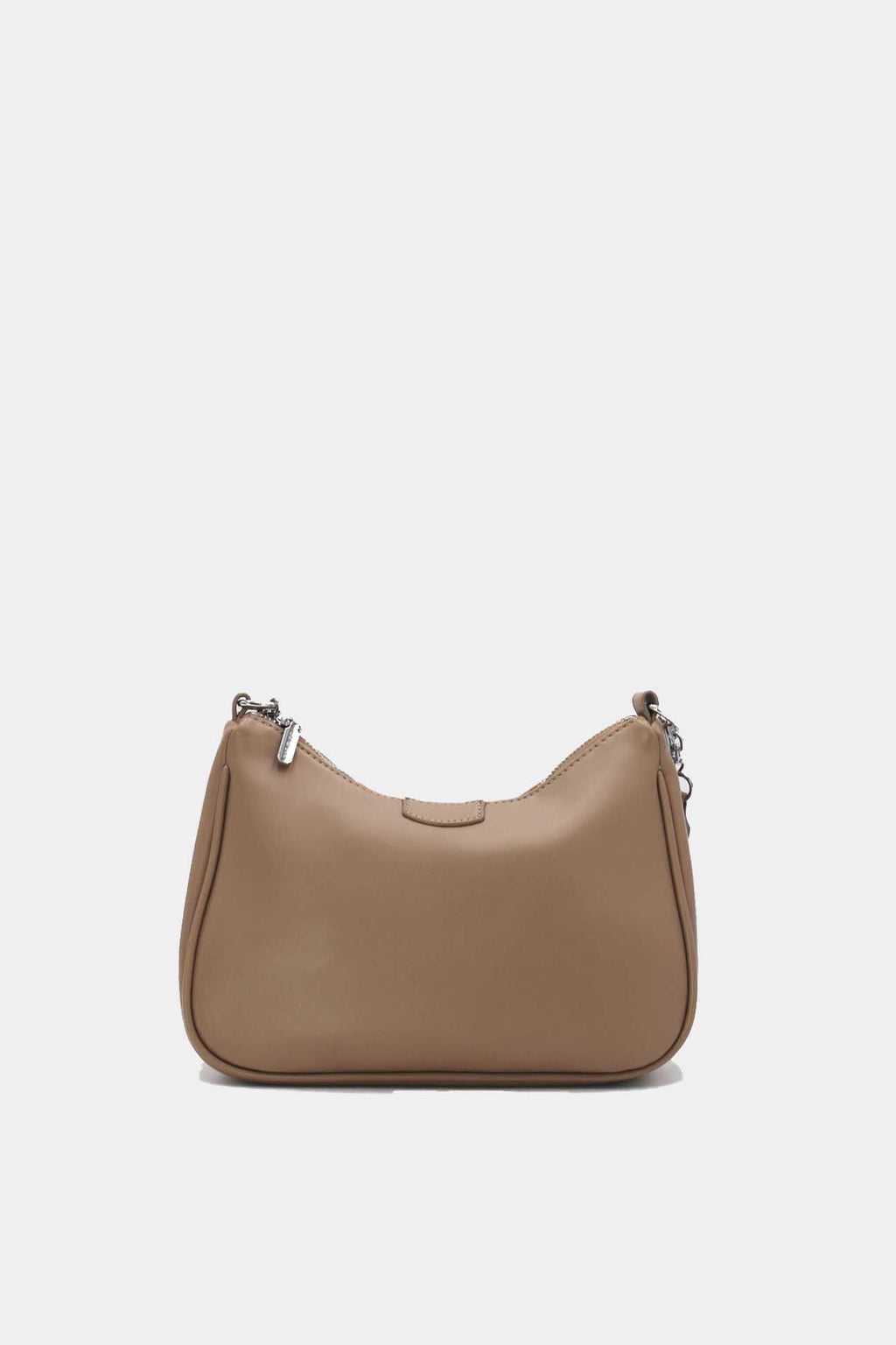 Sac bandoulière camel - chaîne argentée + pochette assortie