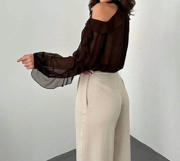 Chemisier transparent chocolat – Élégance subtile