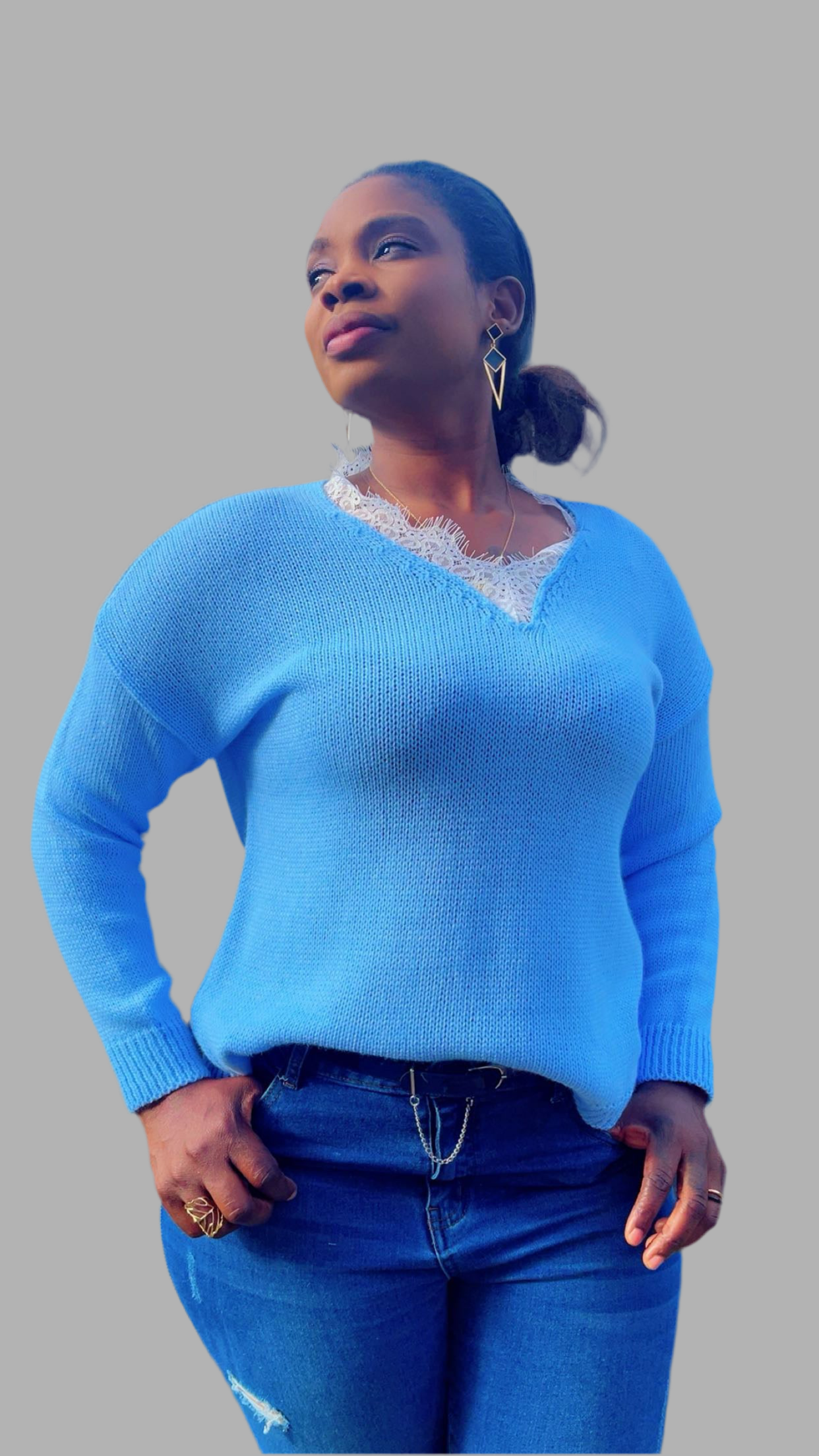 Pull-over col dentelle