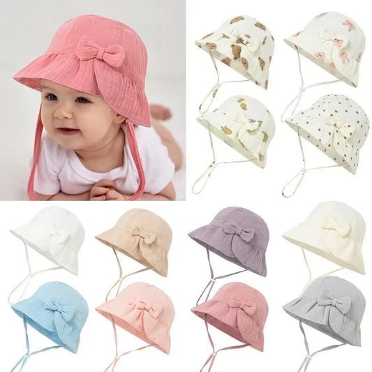 Chapeau Bob en Coton pour Bébé avec Nœud - Protection Solaire