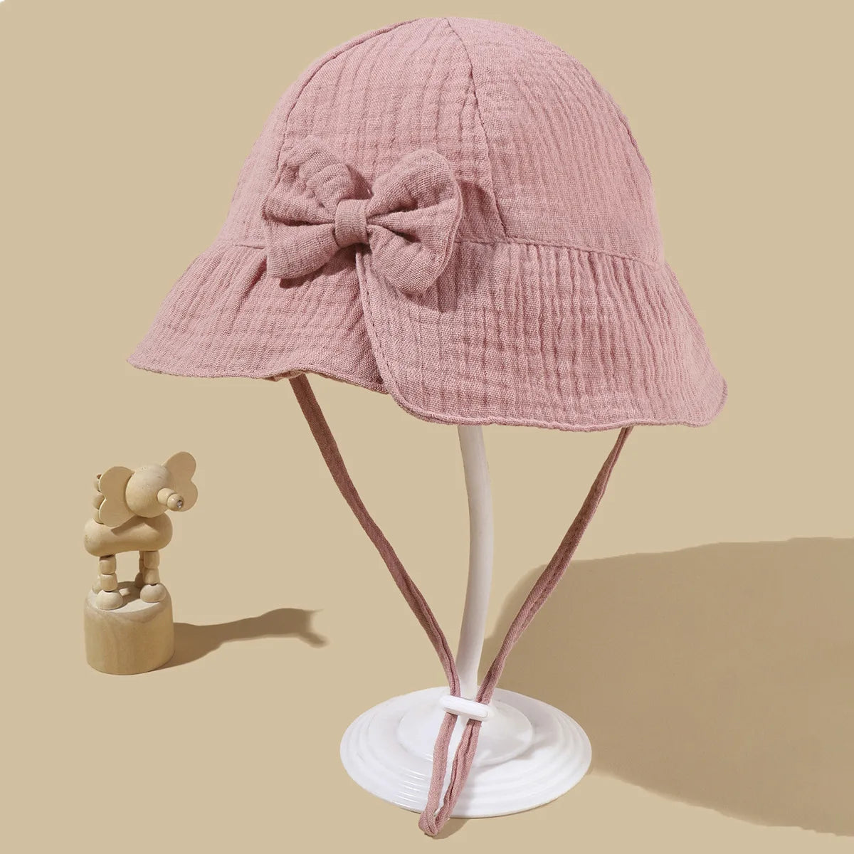 Chapeau Bob en Coton pour Bébé avec Nœud - Protection Solaire