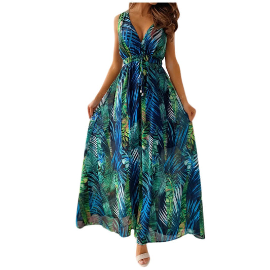 Robe Longue en Chiffon Floral - Style Français